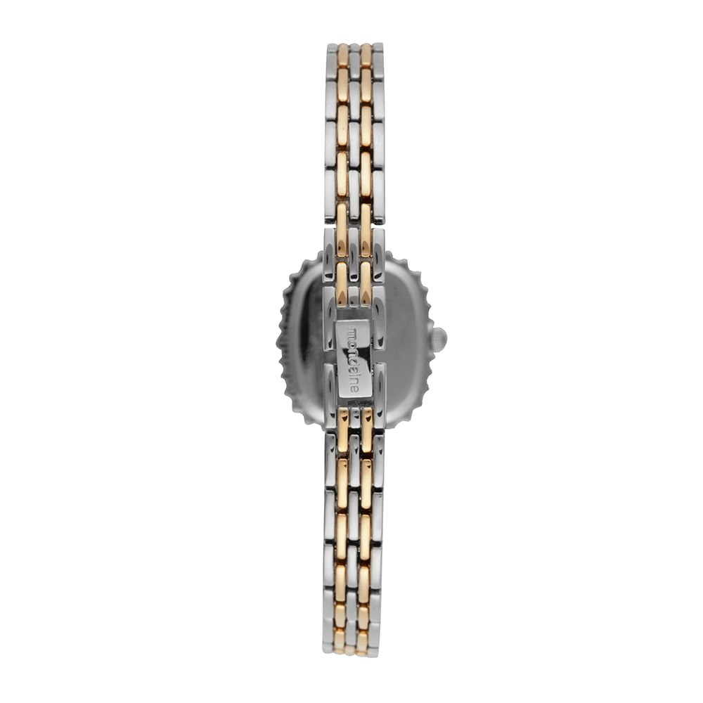 Relógio Feminino Quadrado Cristais Prata e Dourado Dourado 4