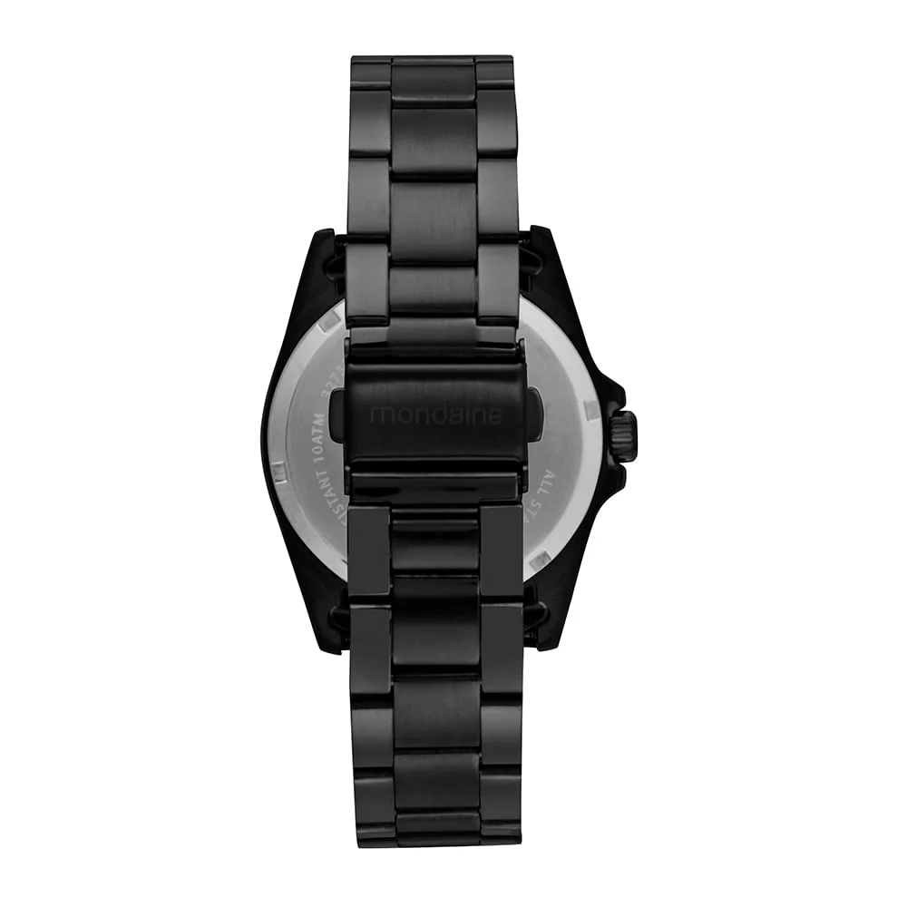 Relógio Masculino Aço Casual Preto Preto 5