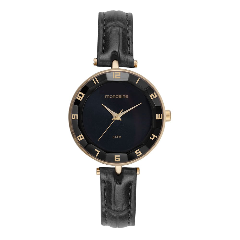 Relógio Feminino Vidro Facetado Preto