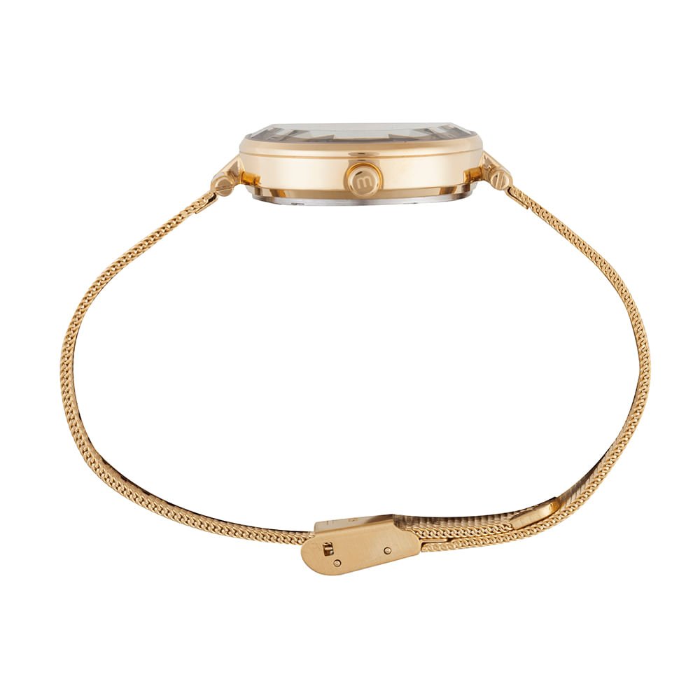 Relógio Feminino Vidro Facetado Dourado Dourado 3