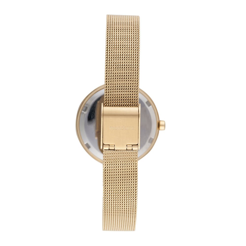 Relógio Feminino Vidro Facetado Dourado Dourado 4