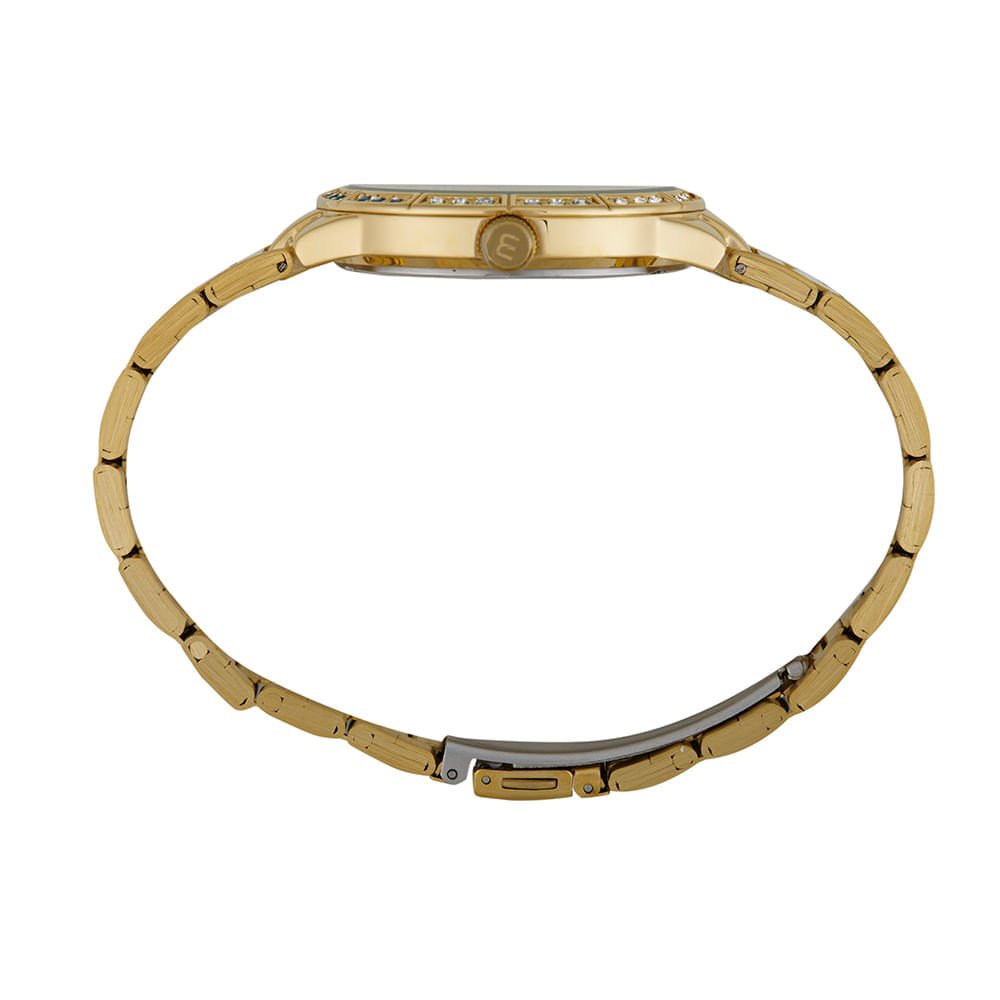 Kit Relógio Feminino Cristais Dourado Com Pulseira de Pedras Dourado 5
