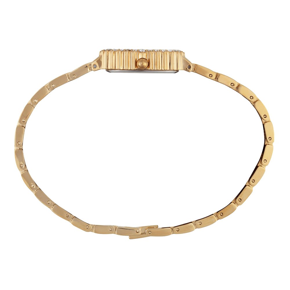 Relógio Feminino Quadrado Cristais Dourado Dourado 3