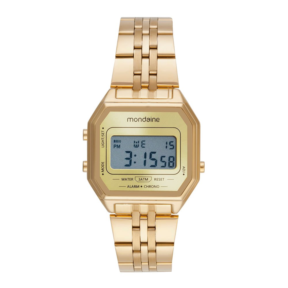 Relógio Unissex Digital Vintage Dourado Dourado 5