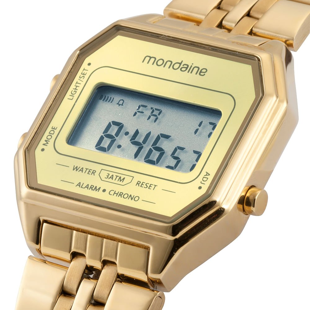 Relógio Unissex Digital Vintage Dourado Dourado 6