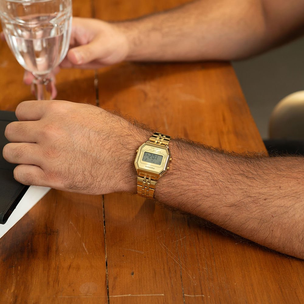 Relógio Unissex Digital Vintage Dourado