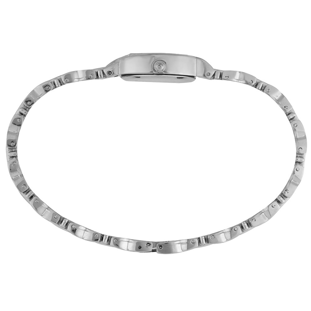 Relógio Feminino Oval Cristais Prata Prata 4