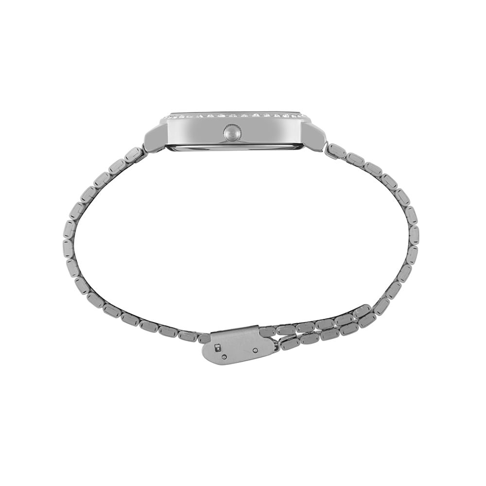 Kit Relógio Feminino Oval Prata Com Brinco Prata 6