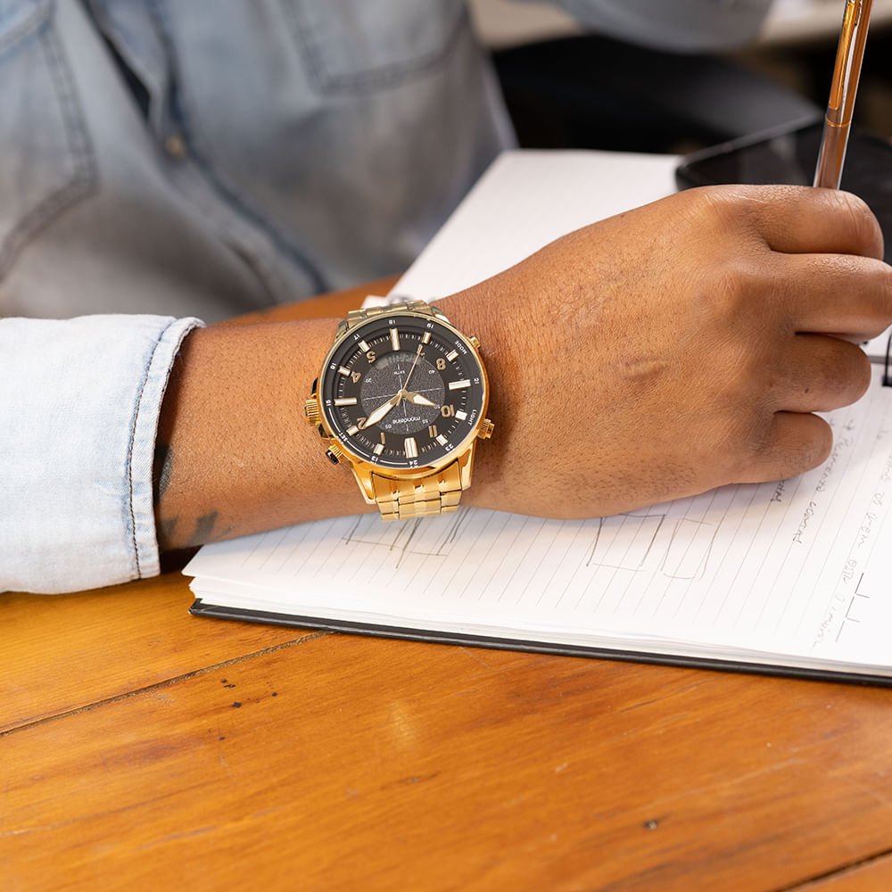 Relógio Masculino Anadigi Dourado Dourado 3