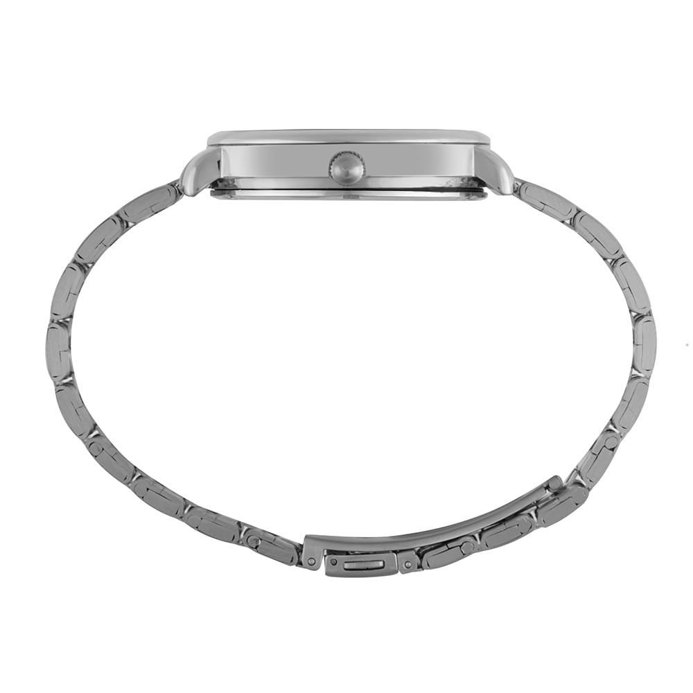 Kit Relógio Feminino Madrepérola Prata Com Colar Corrente Prata 6