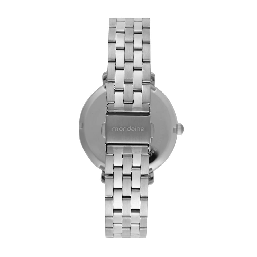 Kit Relógio Feminino Madrepérola Prata Com Colar Corrente Prata 7