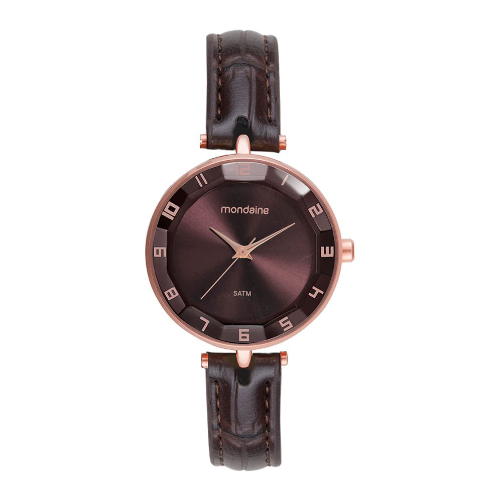 Relógio Feminino Vidro Facetado Rosé