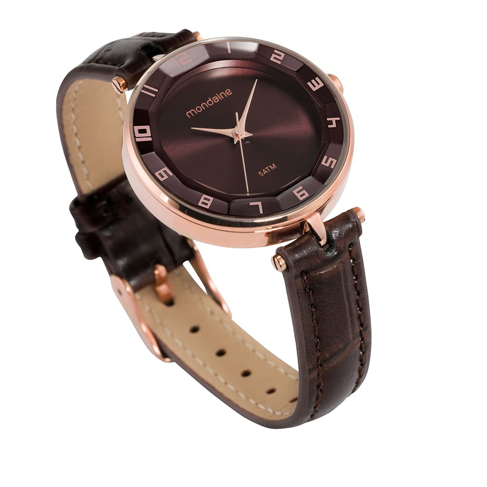 Relógio Feminino Vidro Facetado Rosé Rosé 2