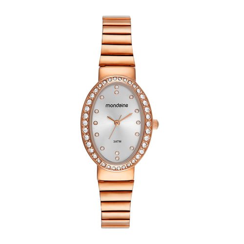 Kit Relógio Feminino Oval Rosé Com Brinco Rosé 2