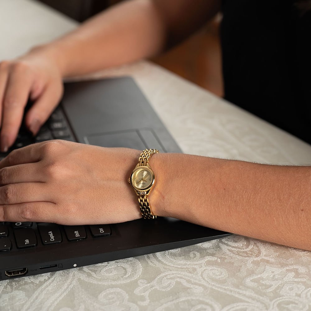 Relógio Feminino Minimalista Dourado Dourado 3