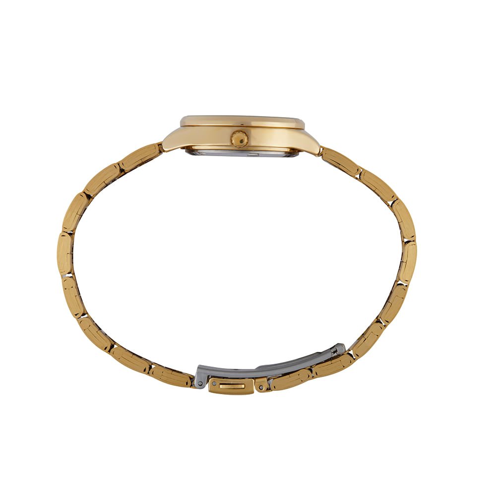 Kit Relógio Feminino Espelhado Dourado Com Brinco Cristais Dourado 5