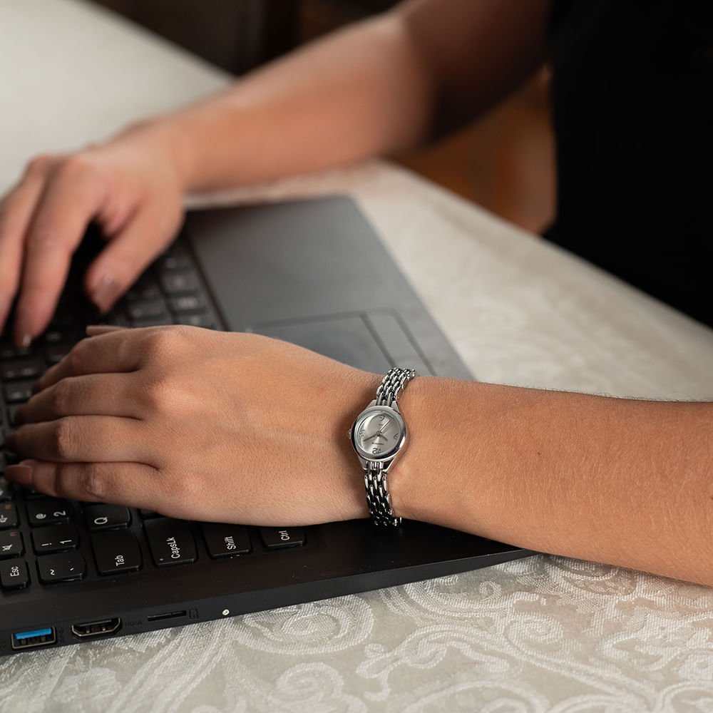 Relógio Feminino Minimalista Prata Prata 3