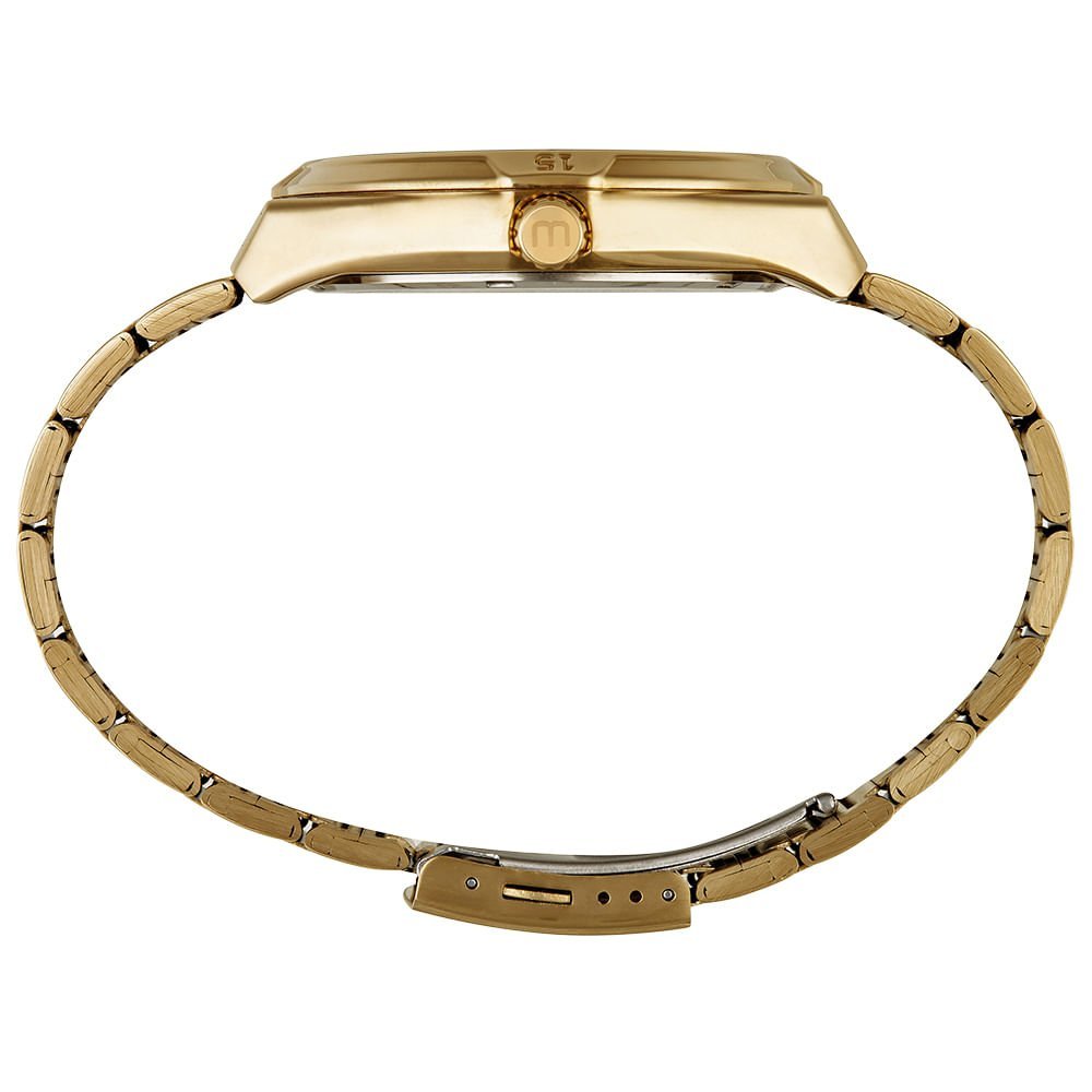 Relógio Masculino Visor Texturizado Calendário Dourado Dourado 6