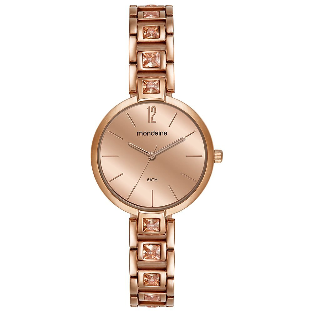 Relógio Feminino Espelhado Cristais Rosé Rosé 1