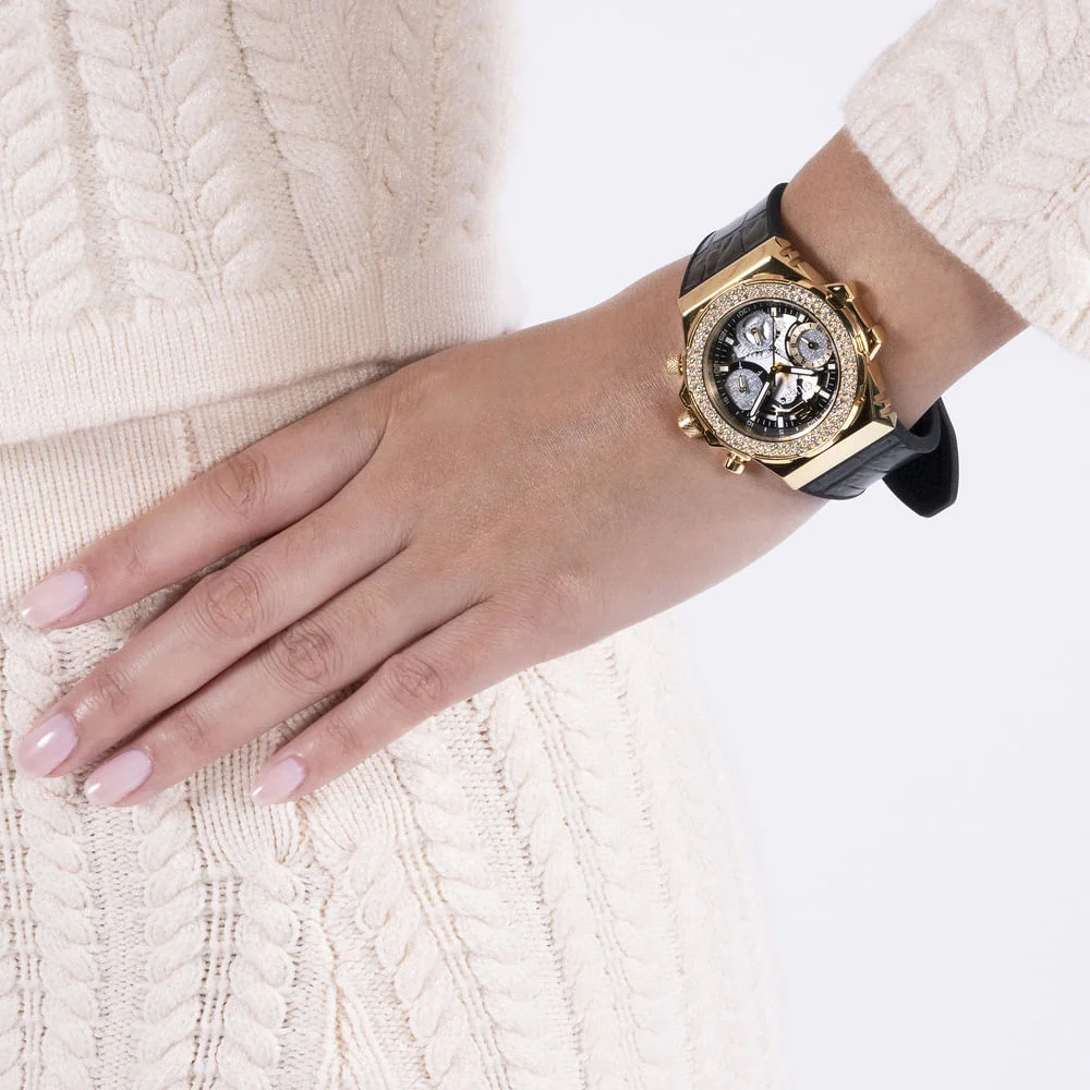 Relógio Guess Feminino Multifunção Dourado GW0553L4 Preto 4