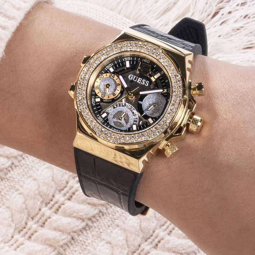 Relógio Guess Feminino Multifunção Dourado GW0553L4 Preto 5