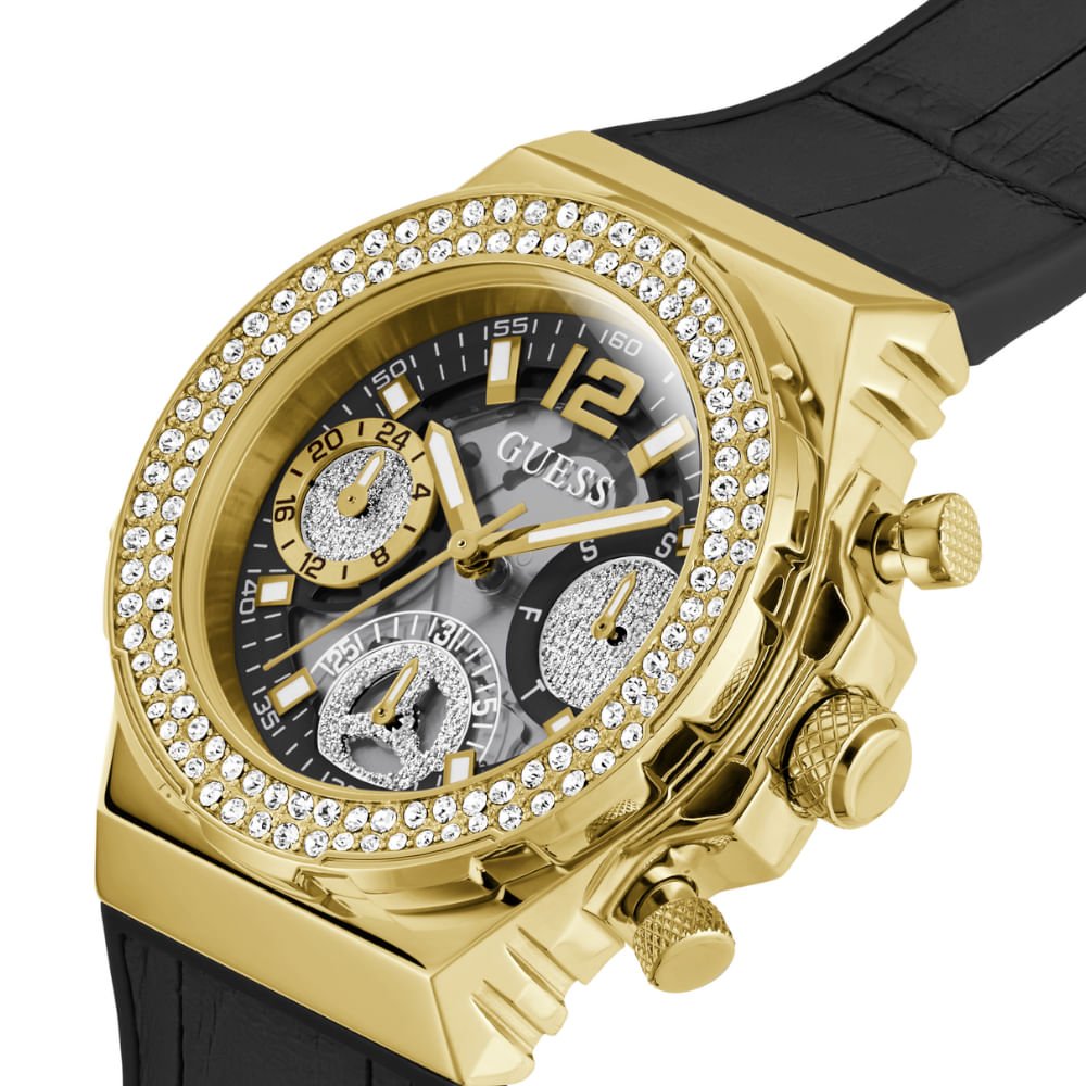 Relógio Guess Feminino Multifunção Dourado GW0553L4 Preto 6