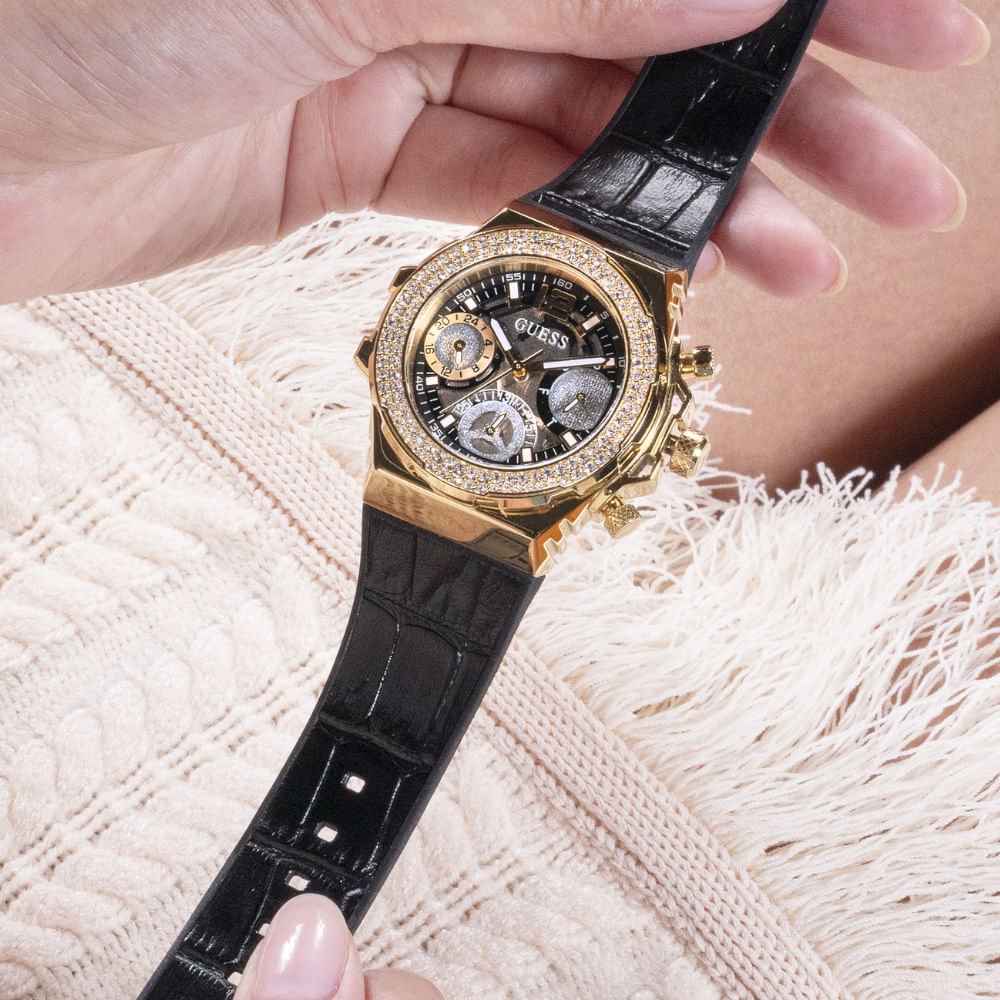 Relógio Guess Feminino Multifunção Dourado GW0553L4 Preto 7