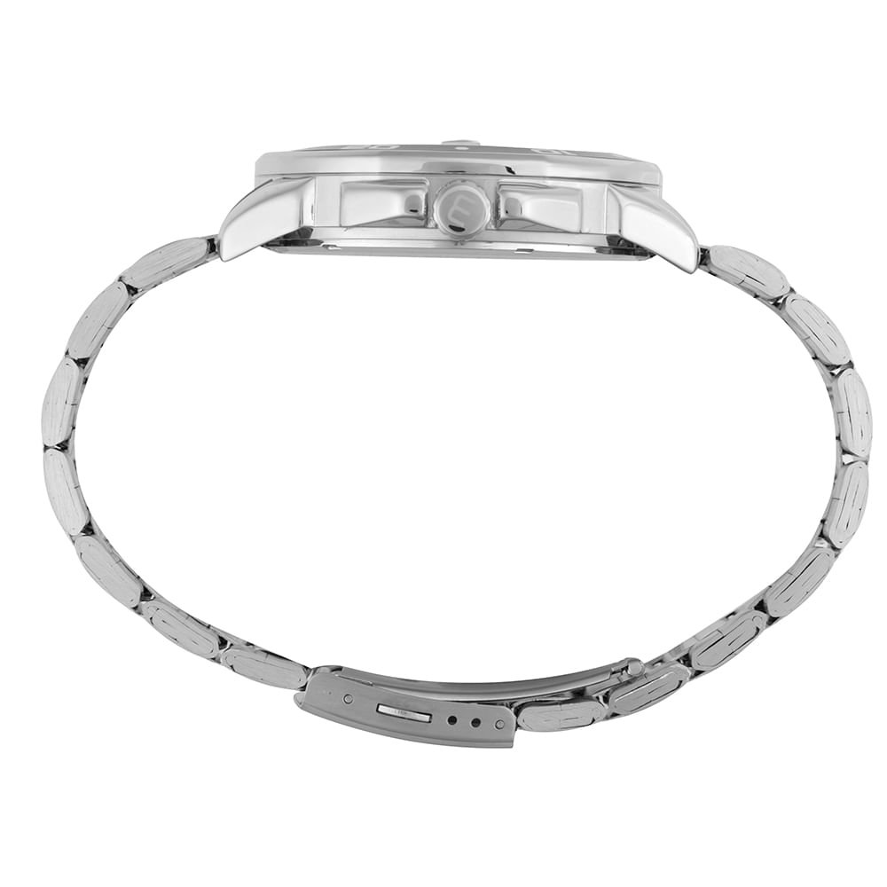 Relógio Masculino Octagonal Lupa Calendario Prata Prata 3