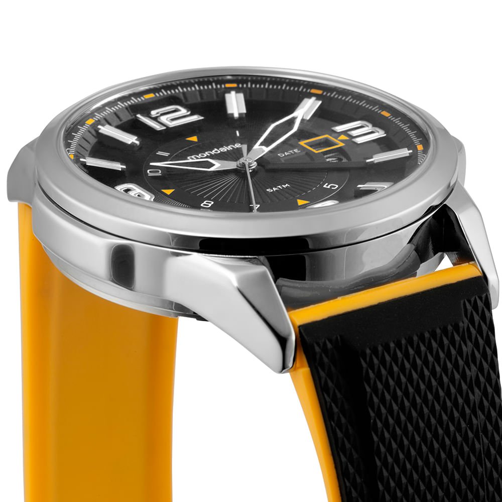 Relógio Masculino Mostrador em 3D Calendario Cromado Preto 2