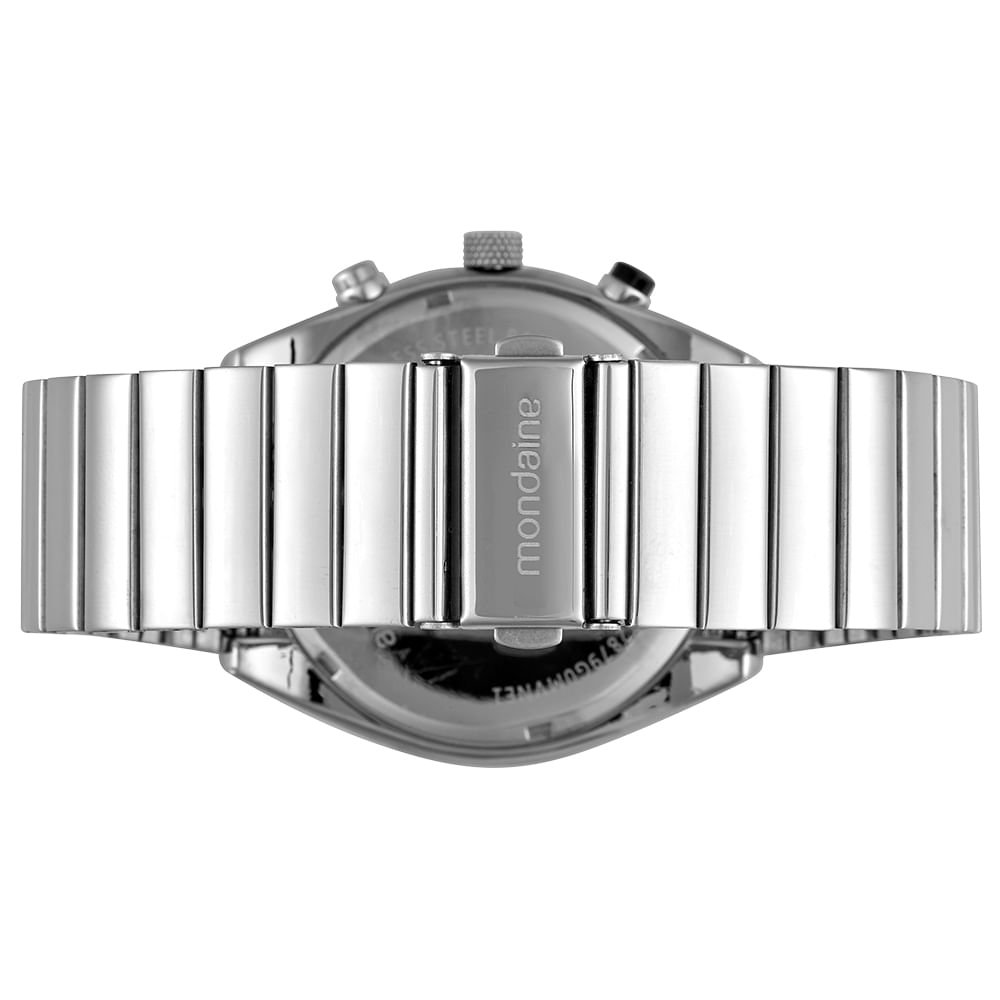 Relógio Masculino Cronógrafo Prata Mostrador em Camadas Prata 5