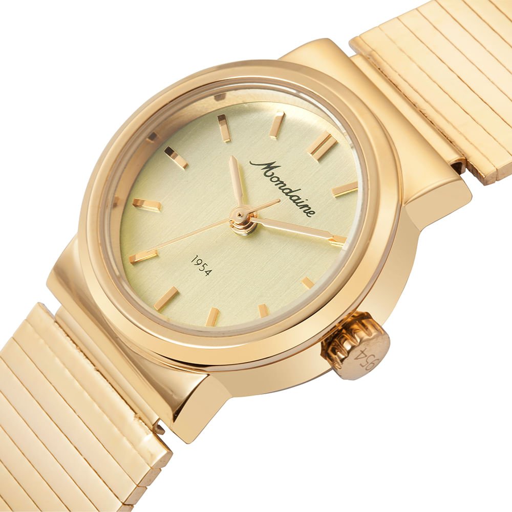 Relógio Feminino Dourado Pulseira Estilo Bracelete Dourado 2