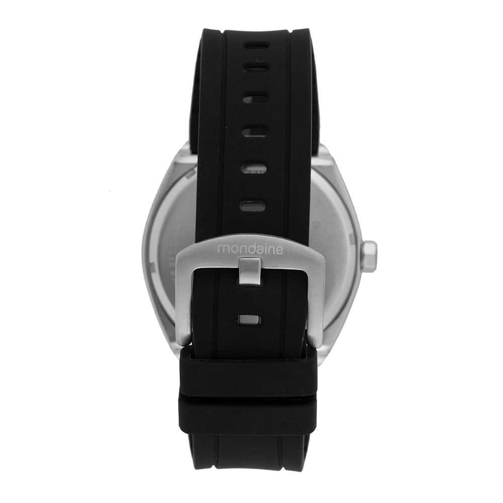 Relógio Masculino Cromado Pulseira de Silicone Preto 4