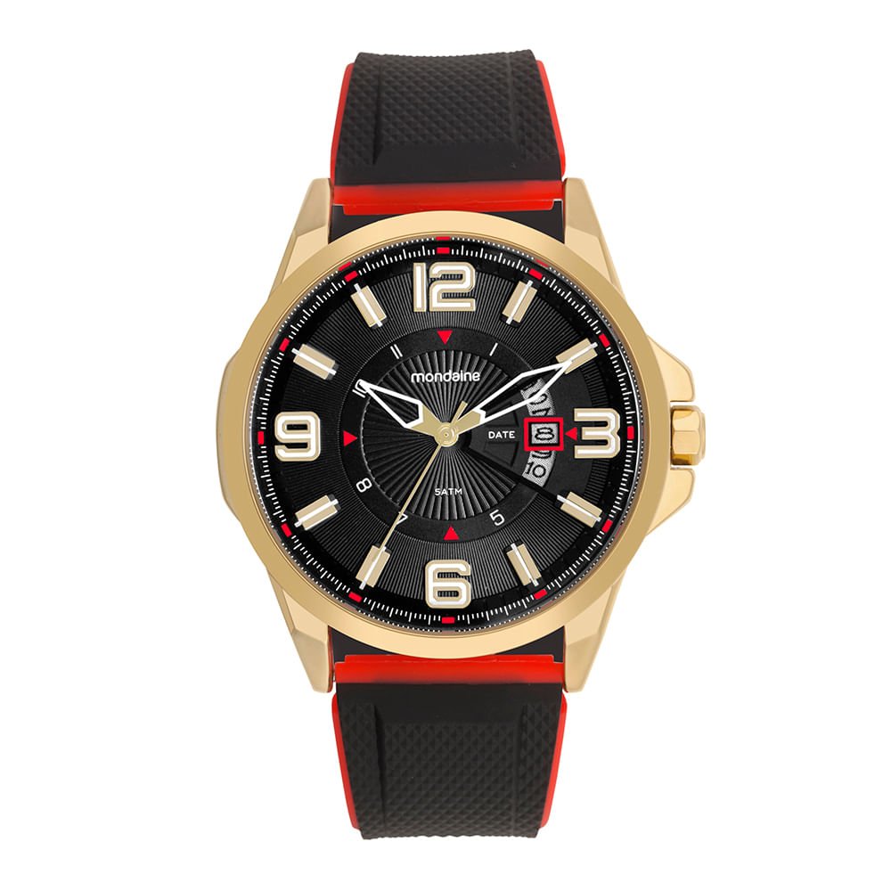 Relógio Masculino Mostrador em 3D Calendario Dourado Dourado 5