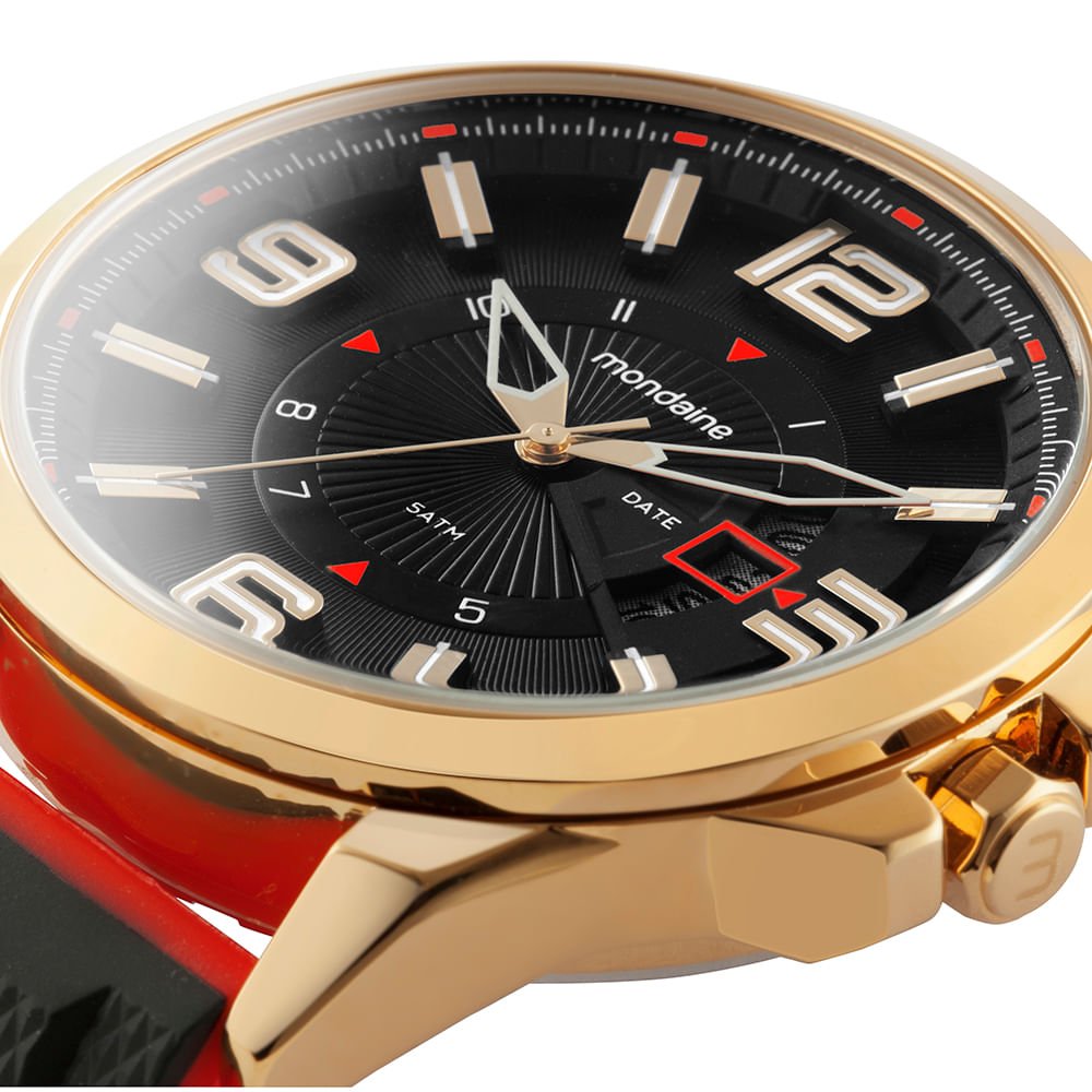 Relógio Masculino Mostrador em 3D Calendario Dourado Dourado 6