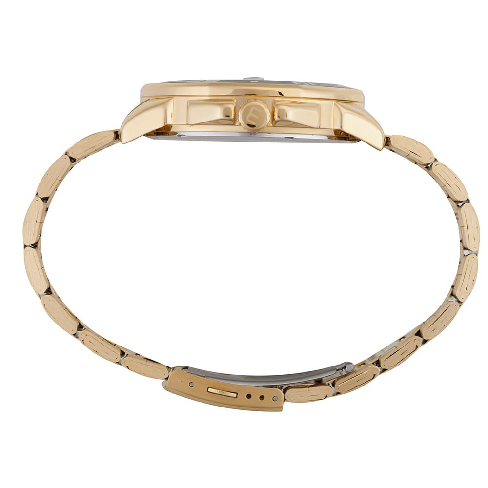 Relógio Masculino Octagonal Lupa Calendario Dourado Dourado 4