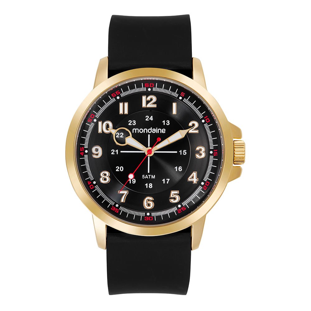 Relógio Masculino Dourado Mostrador Duplo Horário