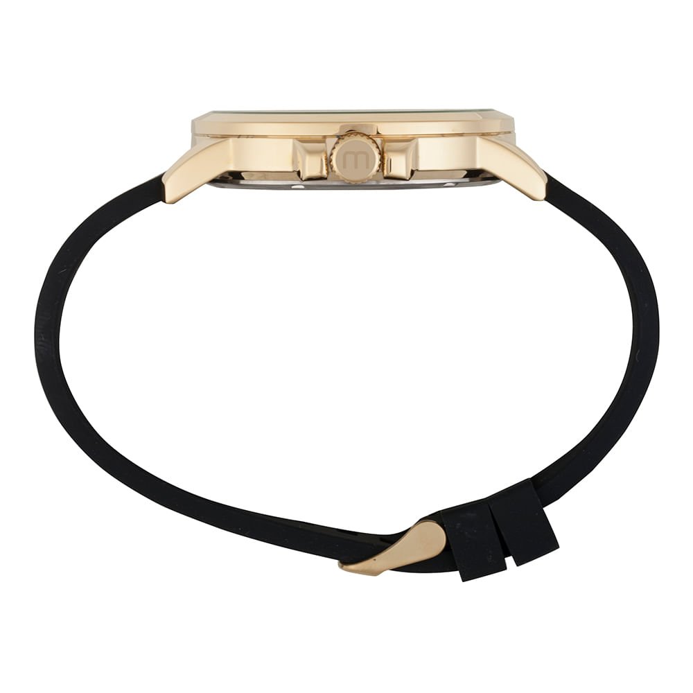 Relógio Masculino Dourado Mostrador Duplo Horário Preto 3