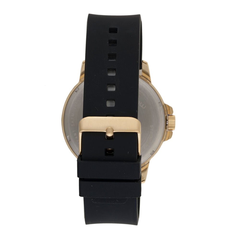 Relógio Masculino Dourado Mostrador Duplo Horário Preto 4