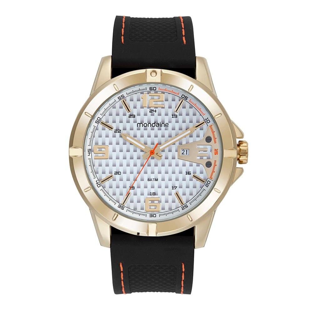 Relógio Masculino Dourado Calendário e Duplo Horário