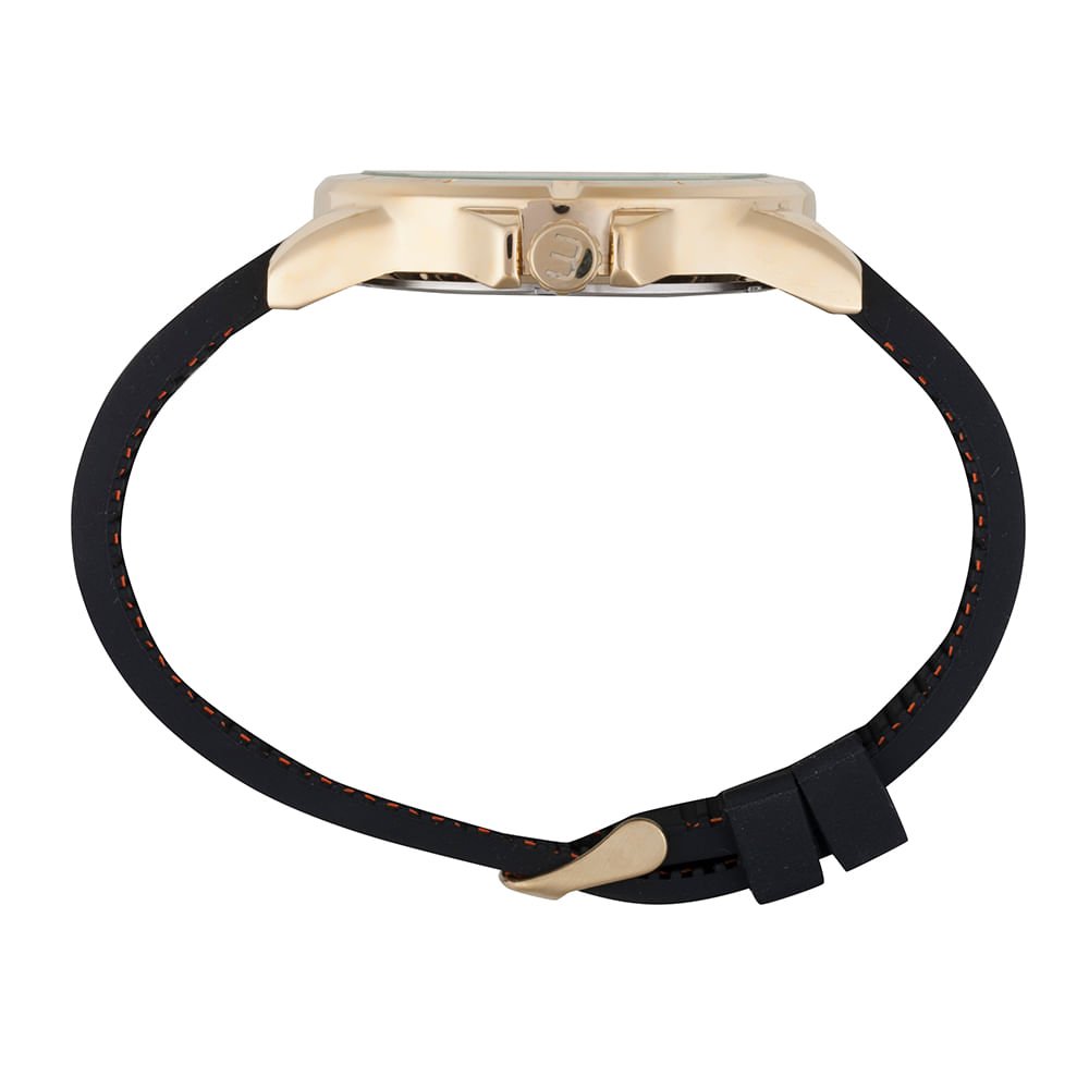 Relógio Masculino Dourado Calendário e Duplo Horário Preto 3