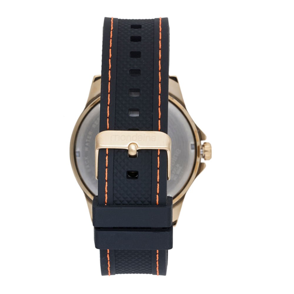 Relógio Masculino Dourado Calendário e Duplo Horário Preto 4