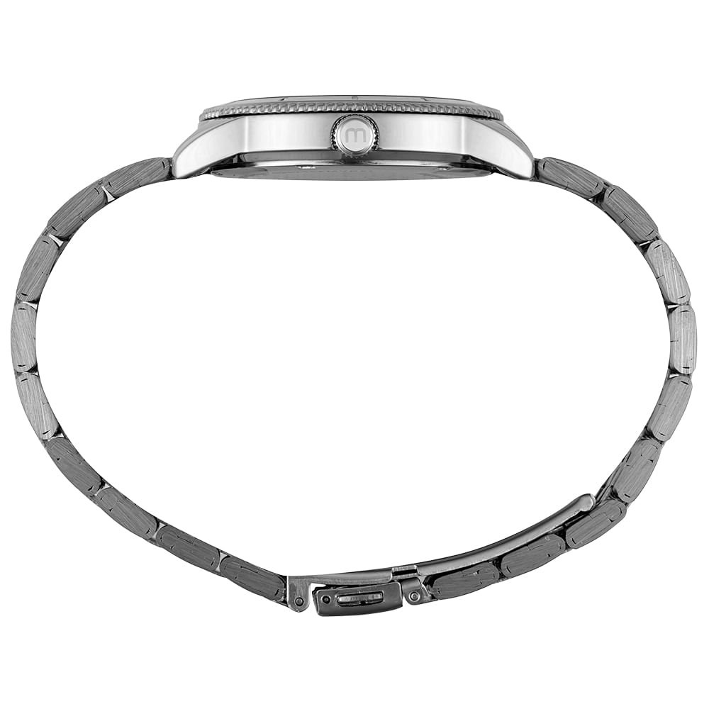 Relógio Feminino Prata Caixa Serrilhada Estojo Mini Bolsa Prata 4