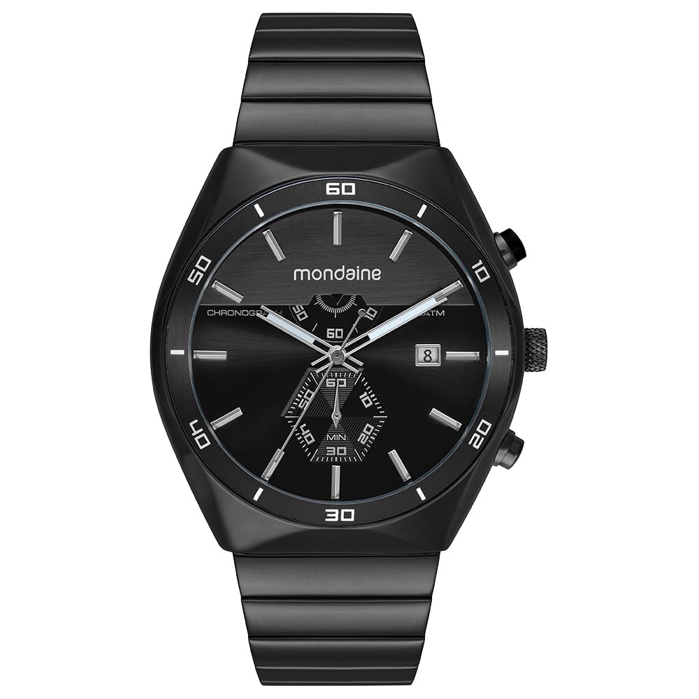 Relógio Masculino Cronógrafo Preto Mostrador em Camadas
