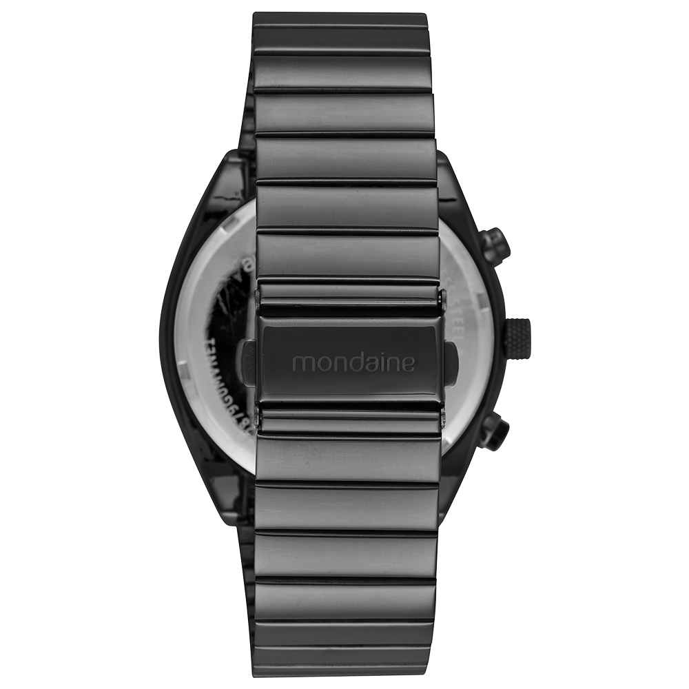 Relógio Masculino Cronógrafo Preto Mostrador em Camadas Preto 5