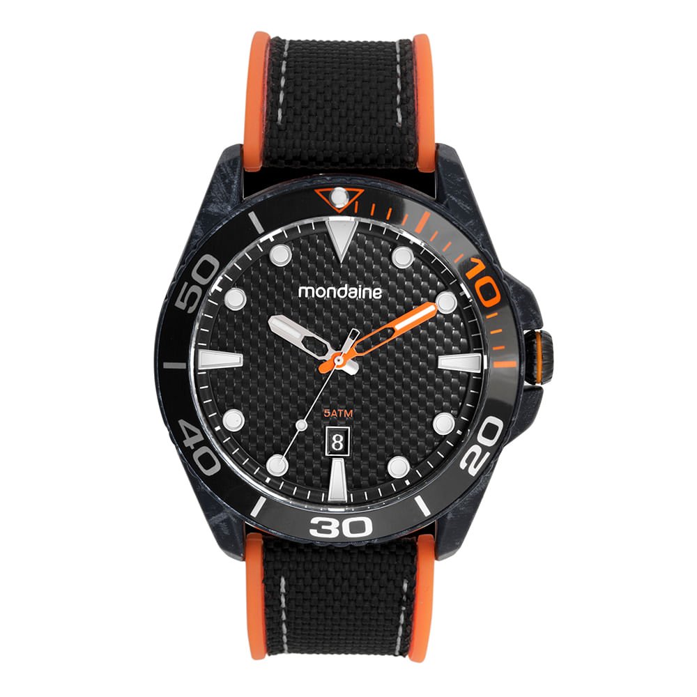 Relógio Masculino Calendário Preto Pulseira Nylon e Silicone