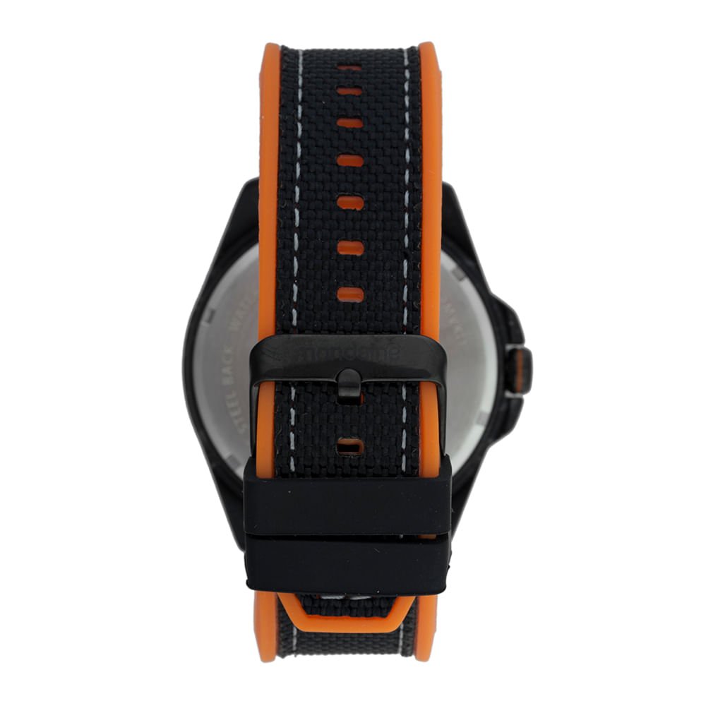 Relógio Masculino Calendário Preto Pulseira Nylon e Silicone Preto 4