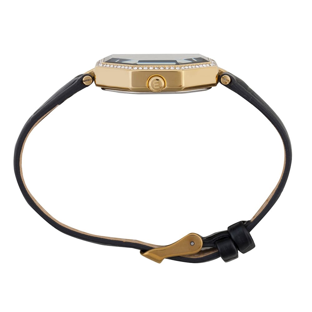 Relógio Feminino Mostrador Preto com Cristais Cravejados Preto 3