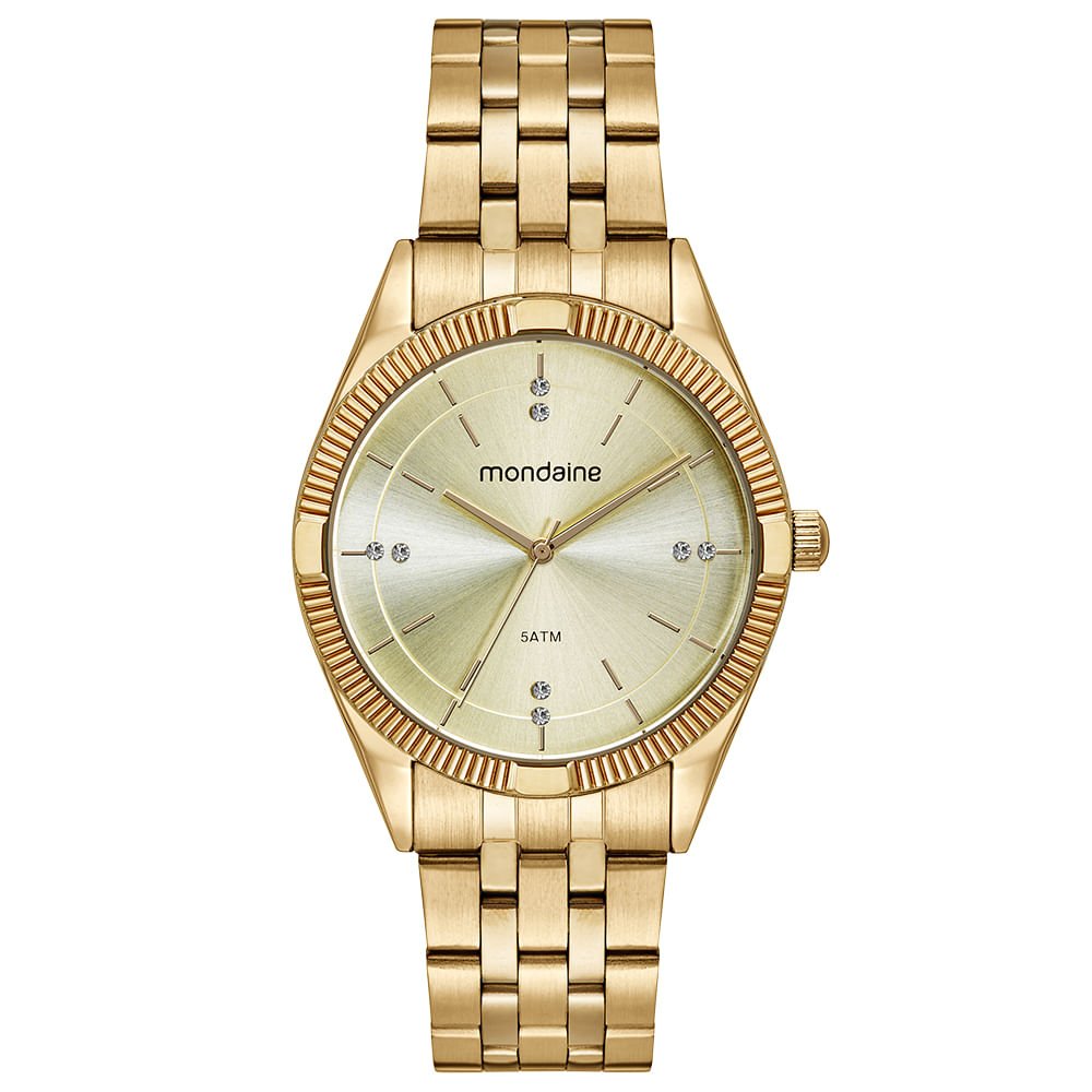 Kit Relógio Feminino Dourado Com Pulseira de Corrente Dourado 2