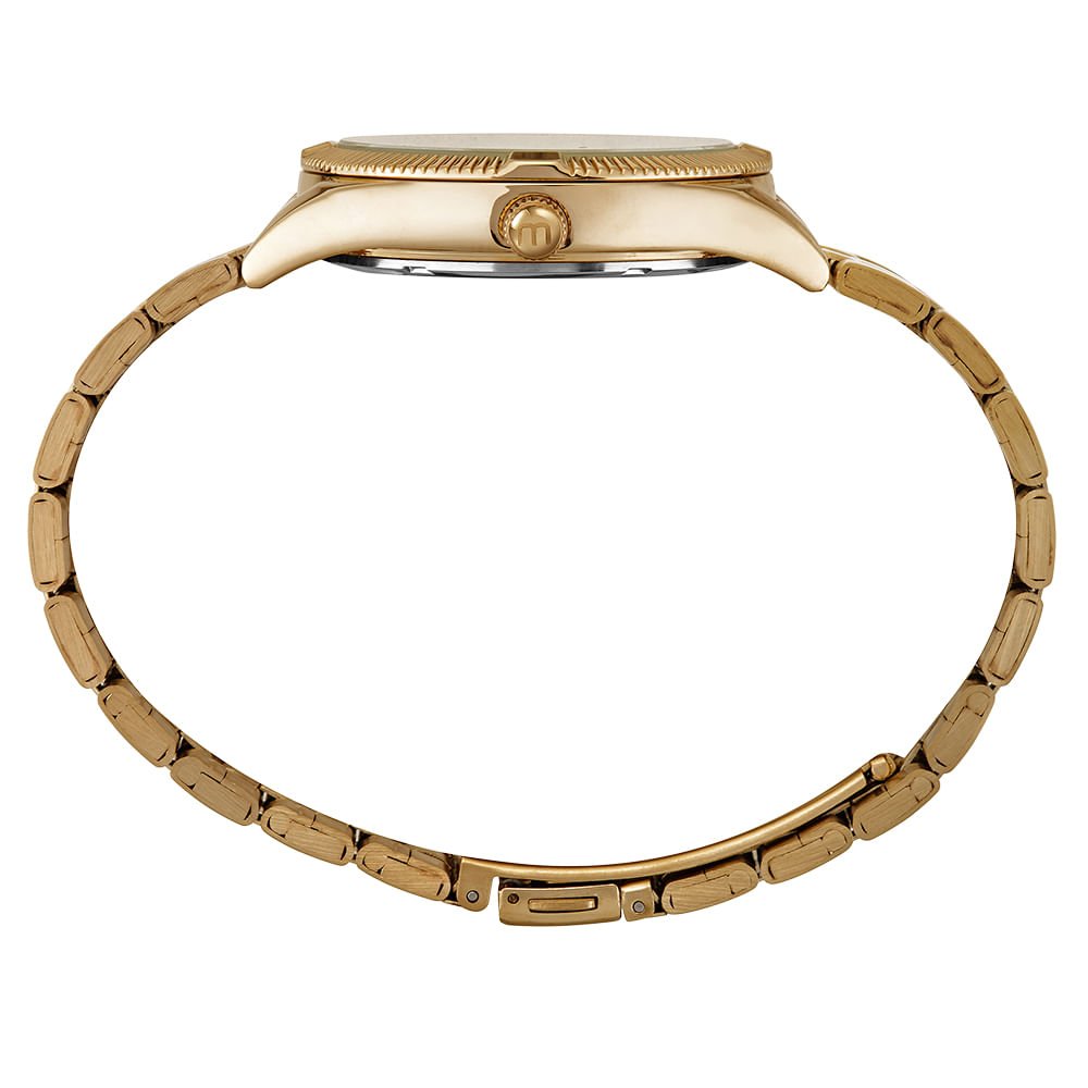 Kit Relógio Feminino Dourado Com Pulseira de Corrente Dourado 4