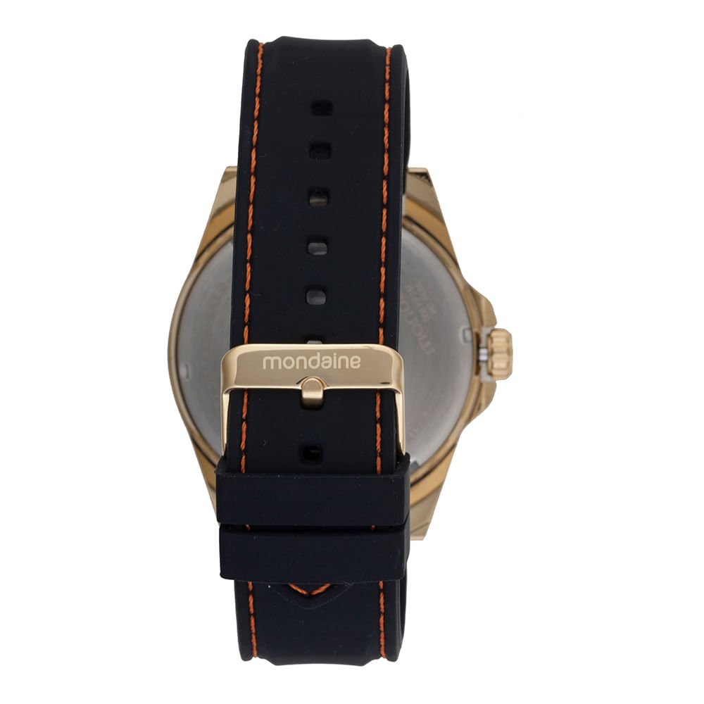 Relógio Masculino Dourado Pulseira de Silicone Preto 4